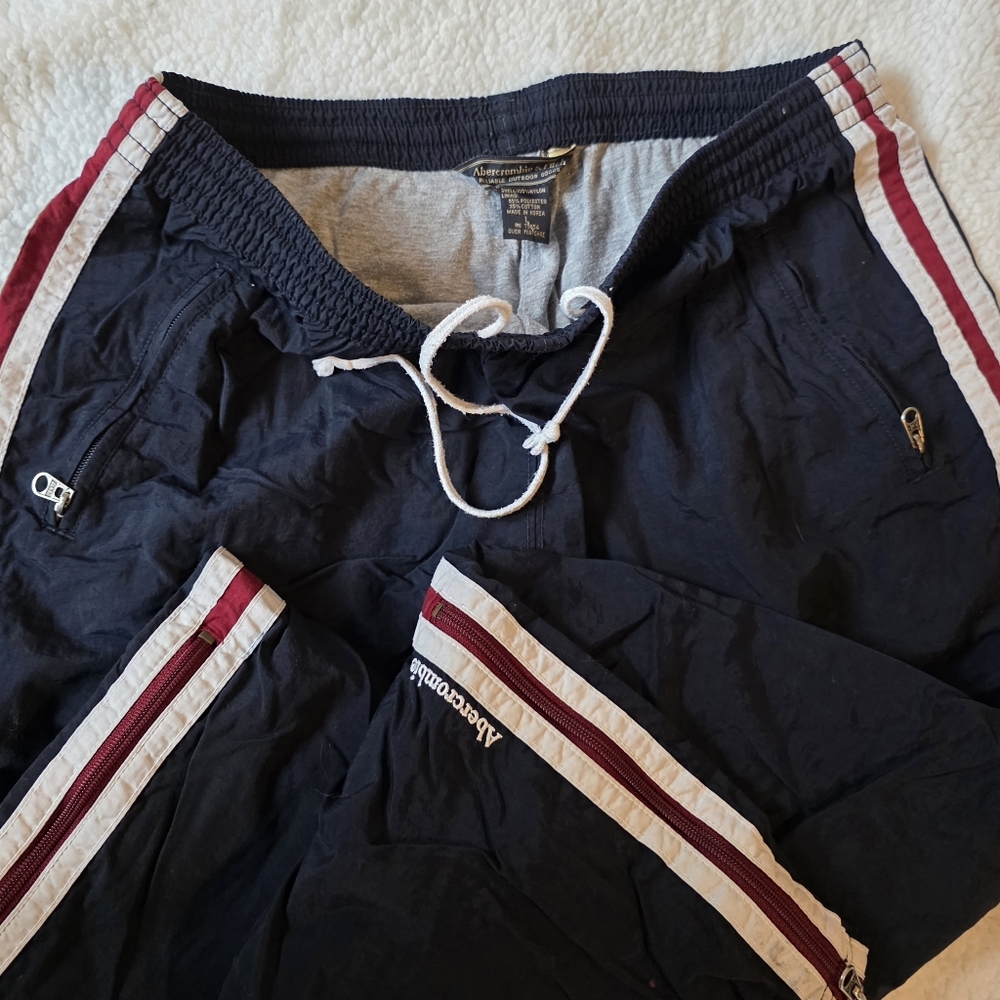 Abercrombie vintage navy-blue lined track pants - Picture 2 of 9